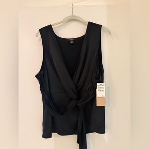 Halogen Black Sleeveless Wrap Blouse